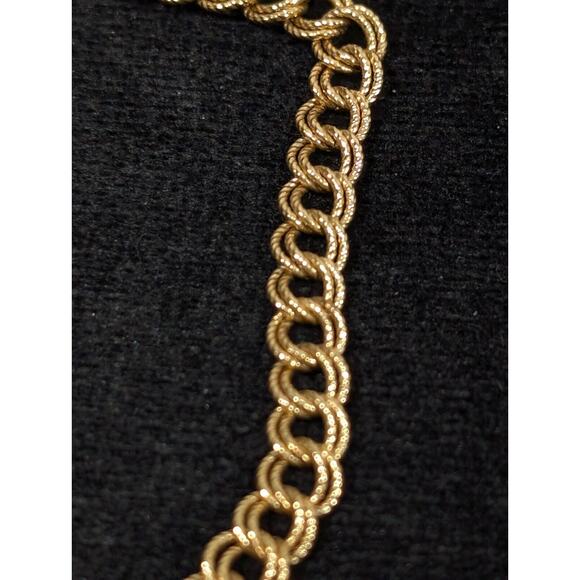 Vintage 1/20 12k Gold Filled Textured Double Oval Chain Link Curb Bracelet 7.25" - Picture 3 of 11